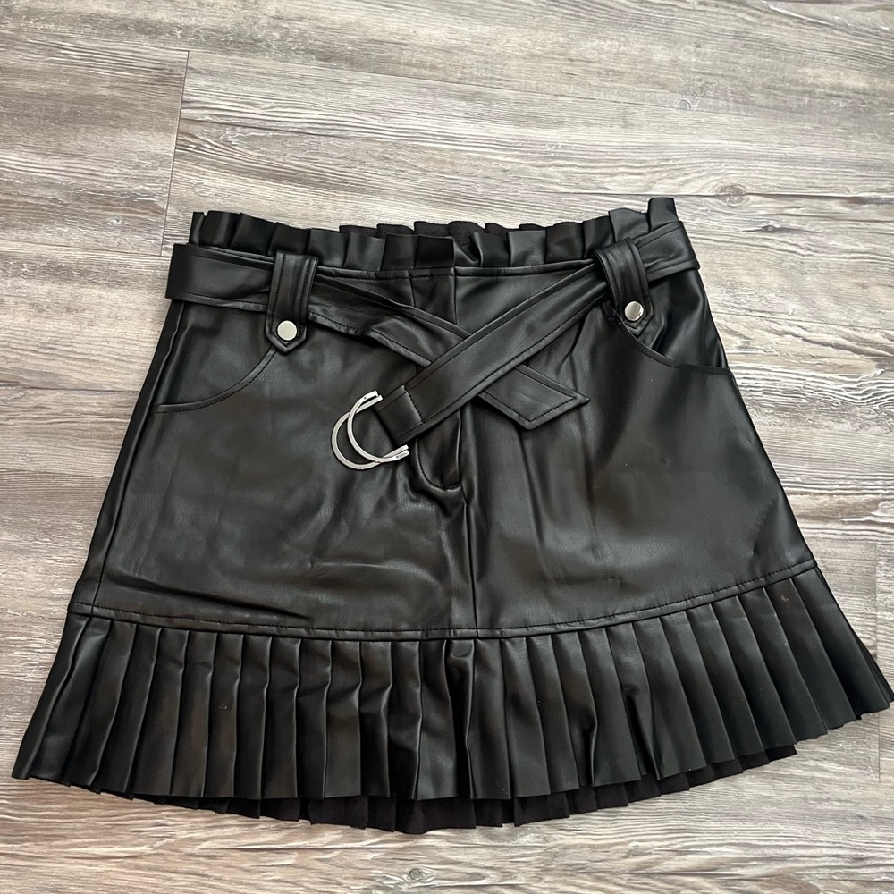 Zara pleated faux leather mini skirt